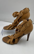 Load image into Gallery viewer, Authentic Tory Burch Womens Lounge-Baby Brown Strappy Heels Sz 7.5M Worn Damaged
