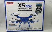 Load image into Gallery viewer, Syma X5 SW FPV Real-Time Blue Radio Controlled Drone With Accessories Not Tested
