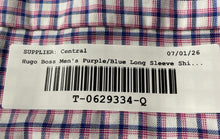 Load image into Gallery viewer, Hugo Boss Mens Purple Blue Plaid Long Sleeve Sharp Fit Dress Shirt Size 17

