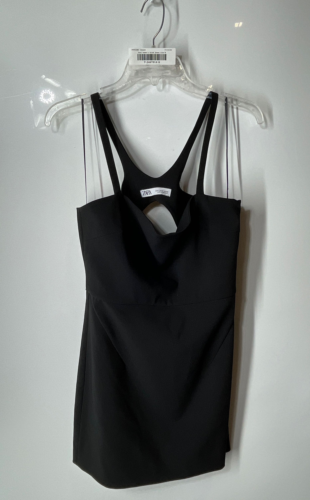 Zara Womens Black Wide Strap Sleeveless Cut-Out Mini Dress Size Medium