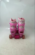 Load image into Gallery viewer, Neon Kids Pink White 4-Wheel Adjustable Ratchet Buckle Roller Skates Size 3-6
