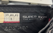 Load image into Gallery viewer, Super 100's Mens Black Pleated Wool Straight Leg Dress Pants Size L 39 40 41
