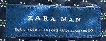 Load image into Gallery viewer, Zara Man Mens Blue Print Short Sleeve Collared Slim Fit Button-Up Shirt Size L
