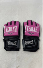 Load image into Gallery viewer, Everlast Womens Pink Black Pro Style Grappling Training Gloves Pair Size S/M
