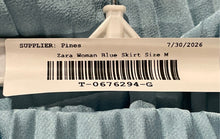 Load image into Gallery viewer, Zara Womens Blue Satin Effect Regular Fit Midi Pleated Skirt Size Medium
