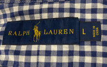 Load image into Gallery viewer, Ralph Lauren Mens White And Blue Gingham Cotton Button-Up Shirt Size Large
