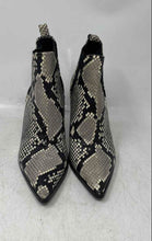 Load image into Gallery viewer, Zara Womens White Black Animal Print Stiletto Heel Ankle Chelsea Boots Size 35

