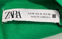Load image into Gallery viewer, Zara Womens Green Sleeveless Back Zip Spaghetti Strap Bodycon Dress Size Medium
