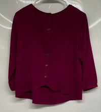 Load image into Gallery viewer, Forever 21 Womens Berry Color 3/4 Sleeve Round Neck Button Back Blouse Top Sz S
