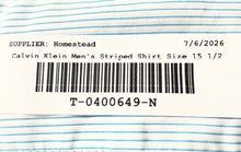 Load image into Gallery viewer, Calvin Klein Mens Blue White Striped Long Sleeve Regular Fit Dress Shirt Sz 15.5
