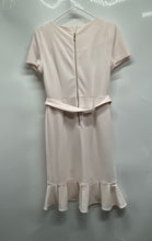 Load image into Gallery viewer, Calvin Klein Womens Pink Short Sleeve Belted Ruffle Hem Sheath Dress Size 6
