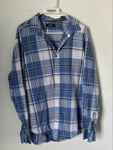 Load image into Gallery viewer, Alfani Mens Blue White Plaid Cotton Regular Fit Collared Button-Up Shirt Size XL
