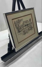 Load image into Gallery viewer, Vintage Framed Ink Drawing Signed Artwork Depicting A Rural Village Scene
