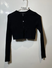 Load image into Gallery viewer, Forever 21 Womens Black Long Sleeve Button Cropped Cardigan Sweater Size Small

