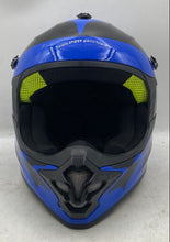 Load image into Gallery viewer, MXJ-Gear Unisex Black And Blue Motorcycle Helmet Size L With Goggles
