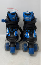 Load image into Gallery viewer, Nattork Unisex Kids Black Blue 4 Wheel Adjustable Roller Skates Size S 10C-13C
