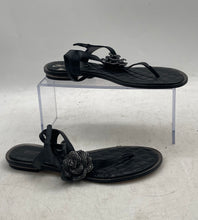 Load image into Gallery viewer, Michael Kors Womens Valentina Black Leather Open Toe Thong Sandals Size 5.5 M
