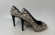 Load image into Gallery viewer, Guess Womens Black White Animal Print Peep-Toe Stiletto Pump Heels Size 6.5M

