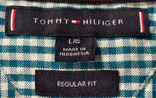 Load image into Gallery viewer, Tommy Hilfiger Mens Green White Gingham Short Sleeve Button-Up Shirt Size L
