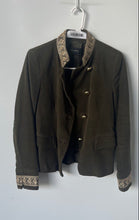 Load image into Gallery viewer, Zara Basic Collection Womens Green Embroidered Military Jacket Size Medium
