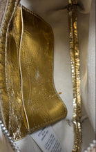 Load image into Gallery viewer, J. Crew Womens Gold Color Faux Leather Inner Pocket Small Hobo Handbag
