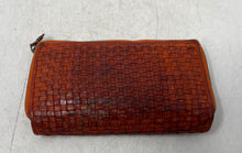 Load image into Gallery viewer, Ashwood Womens Orange Leather Woven Multiple Credit Card Slots Zip-Around Wallet
