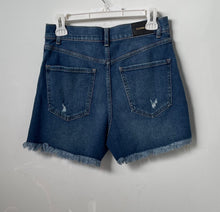 Load image into Gallery viewer, Express Womens Blue Jean Super High Rise Pockets Raw Hem Mom Shorts Size 6
