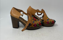 Load image into Gallery viewer, Artesanias Yajaira Womens Multicolor Embroidered Leather Platform Heels Size 3
