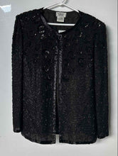 Load image into Gallery viewer, B2 &amp; US By Marx &amp; John Womens Black Open Front Embellished Jacket Size Large
