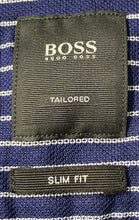 Load image into Gallery viewer, Hugo Boss Mens Blue White Striped Slim Fit Long Sleeve Dress Shirt Size 39 15.5
