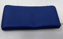 Load image into Gallery viewer, Michael Kors Womens Blue Saffiano Leather Inner Divider Zip-Around Wallet
