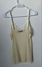 Load image into Gallery viewer, The Limited Womens Cream Floral Mesh Sleeveless V-Neck Camisole Tank Top Size M
