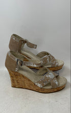 Load image into Gallery viewer, Toms Womens Brown Beige Open Toe Criss-Cross Wedge Ankle Strap Heels Size 8.5
