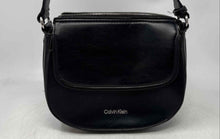 Load image into Gallery viewer, Calvin Klein Womens Bella Flap Black Faux Leather Top Zipper Crossbody Bag
