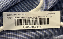 Load image into Gallery viewer, Ralph Lauren Mens Blue Printed Cotton Collared Long Sleeve Dress Shirt Size 16
