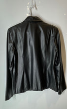 Load image into Gallery viewer, Apostrophe Womens Black Leather Long Sleeve Lined Button Front Jacket Size 8
