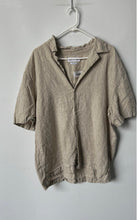 Load image into Gallery viewer, Zara Mens Light Taupe Linen Short Sleeve Regular Fit Button-Up Shirt Size L
