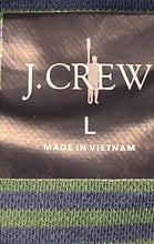 Load image into Gallery viewer, J.Crew Mens Green Blue Striped Long Sleeve Collared Polo Shirt Size Large
