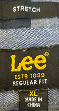 Load image into Gallery viewer, Lee Mens Blue Plaid Flannel Regular Fit Stretch Long Sleeve Button-Up Shirt XL
