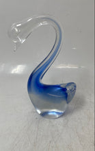 Load image into Gallery viewer, Blue Clear Hand Blown Art Glass Long Neck Swan Decorative Figurine Paperweight
