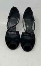 Load image into Gallery viewer, Stuart Weitzman Womens Black Peep Toe Buckle Stiletto Ankle Strap Heels Size 9M
