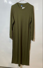 Load image into Gallery viewer, Old Navy Womens Green Ribbed Knit Long Sleeve Crew Neck Maxi Shift Dress Size L

