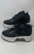 Load image into Gallery viewer, Nolly Mens Black White Double-Row Wheels Lace-Up Roller Skates Shoes Size 9
