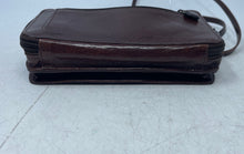 Load image into Gallery viewer, Brighton Womens Brown Black Croc-Embossed Inner Pockets Zipper Crossbody Bag
