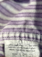 Load image into Gallery viewer, Calvin Klein Mens Purple White Striped Cotton Long Sleeve Dress Shirt Sz L 16.5
