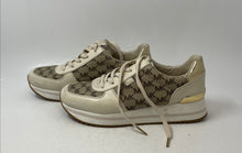 Load image into Gallery viewer, Michael Kors Womens Monique Beige Monogram Print Low Top Sneakers Shoes Size 9 M
