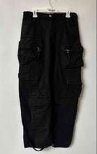 Load image into Gallery viewer, Zara Womens Black Cotton Flat Front Pockets Straight Leg Cargo Pants Size 34
