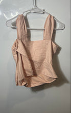 Load image into Gallery viewer, Express Womens Orange Pleated Wide Strap Side Zip Cropped Blouse Top Size S
