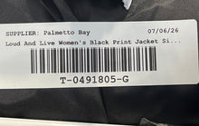 Load image into Gallery viewer, Loud And Live Womens Black Printed Long Sleeve Full-Zip Denim Jacket Size XS
