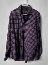 Load image into Gallery viewer, Bugatchi Mens Purple Black Plaid Long Sleeve Spread Collar Button-Up Shirt Sz XL
